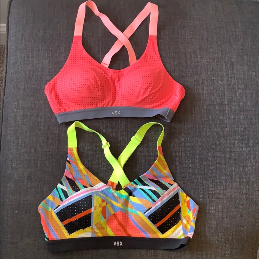 2 colorful Victoria’s Secret sports bras